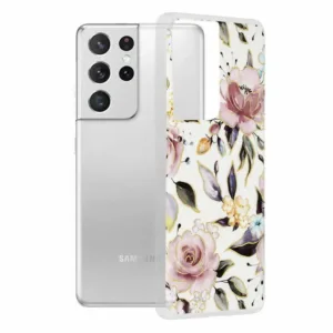 Samsung Galaxy S21 Ultra Силиконов калъф Chloe White Marble
