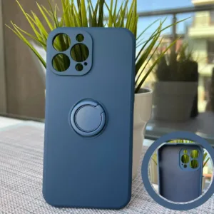 iPhone 13 Pro Max Силиконов калъф с ринг Син