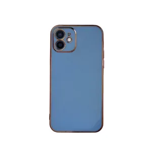 iPhone 12 Силиконов калъф Син със Златна Рамка