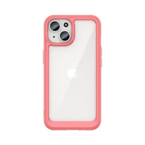 iPhone 15 Plus Калъф с Твърд гръб и Гъвкава рамка Червен