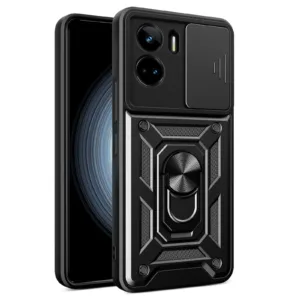 Honor 90 Lite Противоударен Калъф с Ринг и Камера протект Черен