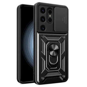Samsung Galaxy S24 Ultra Противоударен Калъф с Ринг и Камера протект Черен