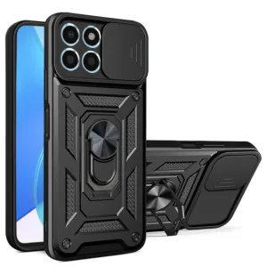 Honor 70 Lite Противоударен Калъф с Ринг и Камера протект Черен