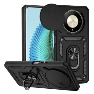 Honor Magic 6 Lite Противоударен Калъф с Ринг и Камера протект Черен