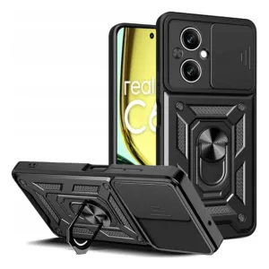Realme C67 4G Противоударен Калъф с Ринг и Камера протект Черен