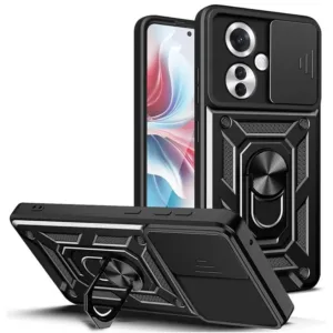 Oppo Reno 11F 5G Противоударен кейс с Ринг и Камера протект Черен
