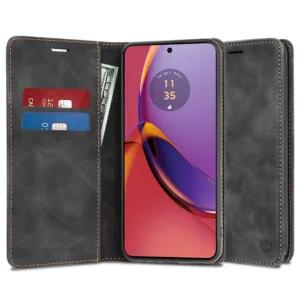 Магнитен калъф Тефтер за Motorola Moto G84 Черен цвят кейс