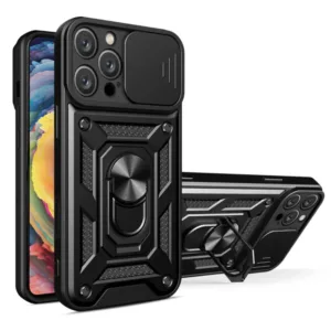 iPhone 16 Pro Max Противоударен кейс с Ринг и Камера протект черен