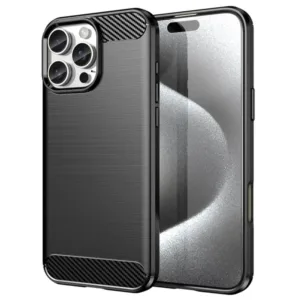 iPhone 16 Pro Силиконов кейс Черен цвят Carbon