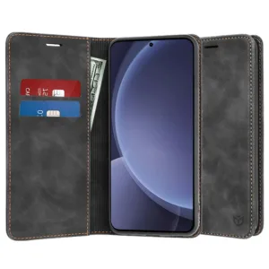 Магнитен калъф Тефтер за Samsung Galaxy S25 Plus Черен цвят кейс