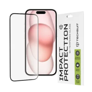Стъклен протектор за iPhone 15 / iPhone 16 с черен кант