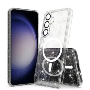 Силиконов калъф за Samsung Galaxy S24 Plus MagSafe Прозрачен цвят Блестящ