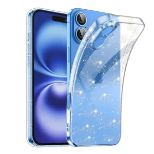 Силиконов калъф за iPhone 16 Прозрачен цвят Блестящ
