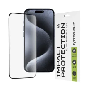 Стъклен протектор за iPhone 15 Pro с черен кант