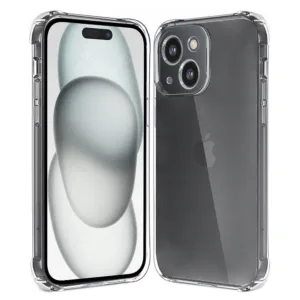 iPhone 15 Plus Силиконов калъф Прозрачен цвят Удароустойчив