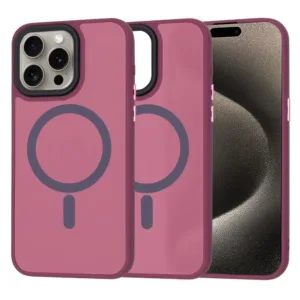 iPhone 15 Pro Max Силиконов калъф HaloFrost MagSafe Series - Бордо