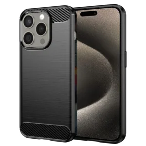 iPhone 15 Pro Max Силиконов кейс Carbon Silicone черен