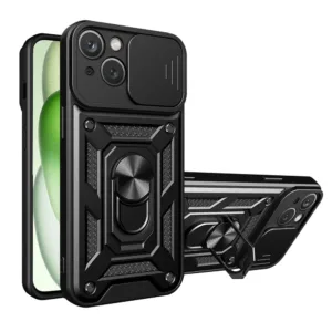 iPhone 15 Противоударен кейс с ринг и камера протект