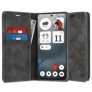 Магнитен калъф Тефтер за Nothing Phone 3a Черен цвят кейс