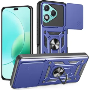 Honor 400 Lite Противоударен кейс с ринг и камера протект син