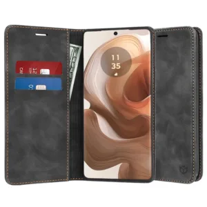 Магнитен калъф Тефтер за Motorola Edge 50 Ultra Черен цвят кейс