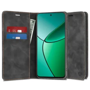 Магнитен калъф Тефтер за Realme 12 Черен цвят кейс