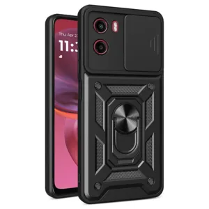 Motorola Moto G05 Противоударен кейс с ринг и камера протект Черен цвят