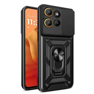 Motorola Moto G15 Противоударен кейс с ринг и камера протект Черен цвят