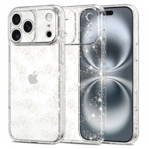 Силиконов калъф за iPhone 17 Pro Max &ndash; Прозрачен с блестящ ефект