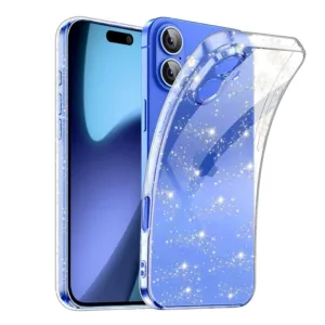 Силиконов калъф за iPhone 17 &ndash; Прозрачен с блестящ ефект
