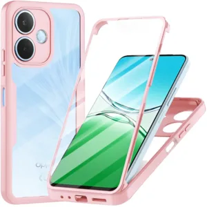 360 Калъф за Oppo A5 Pro &ndash; Прозрачен, Удароустойчив TPU + Поликарбонат розов