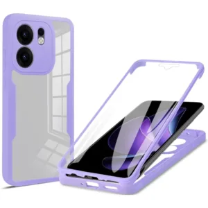 360 Калъф за Oppo Reno13 F &ndash; Прозрачен, Удароустойчив TPU + Поликарбонат лилав