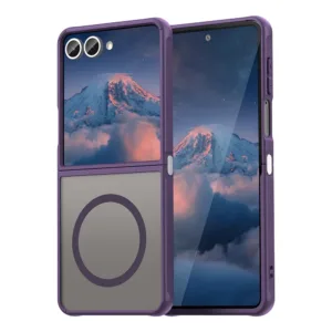 HaloFrost MagSafe силиконов калъф за Samsung Galaxy Z Flip7 &ndash; елегантна защита за гъвкав дизайн лилав