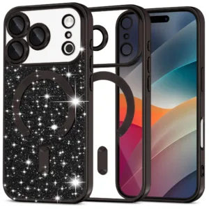 Кейс Luxury Glitter MagSafe за iPhone 17 Pro Max &ndash; Блестящ премиум дизайн черен
