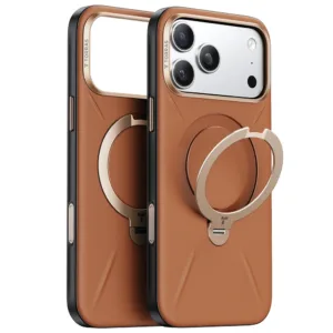 Кейс Torras QPRO Leather Series за iPhone 17 Pro Max &ndash; Еко кожа с въртяща се стойка