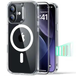 Кейс + протектор ESR Classic Hybrid HaloLock за iPhone 17 &ndash; Хибриден MagSafe кейс с твърд гръб + олеофобен протектор прозрачен