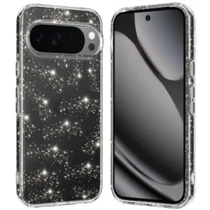 Силиконов калъф за Google Pixel 10 Pro XL Прозрачен с блестящ ефект