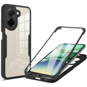 360&deg; Калъф за Xiaomi Redmi A5 4G &ndash; Прозрачен, Удароустойчив TPU + Поликарбонат черен