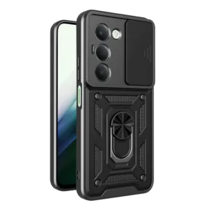 Противоударен калъф с ринг и защита за камера за Xiaomi Redmi 15 &ndash; надеждна защита с модерен дизайн черен