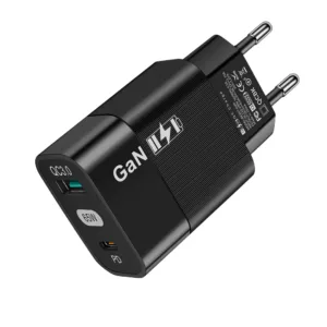 Techsuit CHPD131 GaN зарядно 65W с USB и Type-C, Fast Charging &ndash; огнеупорно, компактно черен