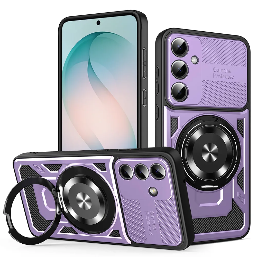 Калъф за Samsung Galaxy S26 Plus – Techsuit RuggedCam кейс с усилена защита и MagSafe лилав