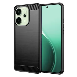 Калъф за Oppo Reno14 &ndash; Techsuit Carbon Silicone &ndash; стилна защита с карбонов дизайн черен