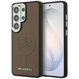 Калъф за Samsung Galaxy S26 Ultra &ndash; Karl Lagerfeld Leather with Initial Logo Debossed MagSafe (KLHMS26LPGFKLRDW) кафяв