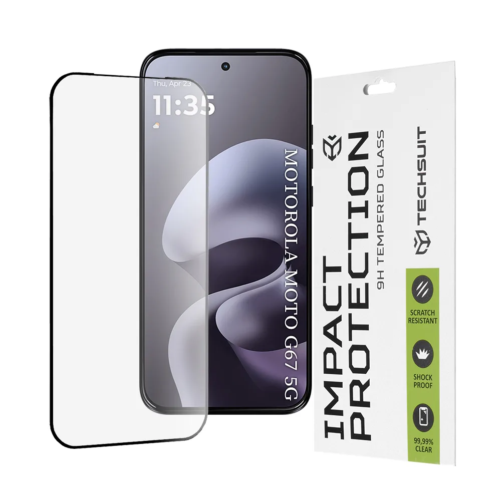 Стъклен протектор за Motorola Moto G77 – Techsuit 111D Full Cover / Full Glue Glass – максимална защита с пълно залепване