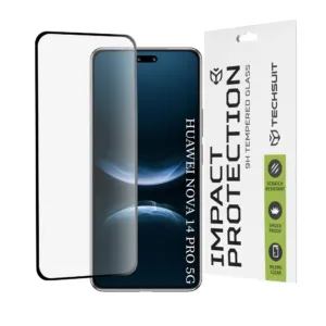 Стъклен протектор за Huawei nova 14 Pro &ndash; Techsuit 111D Full Cover / Full Glue / 3D Curved &ndash; Черен