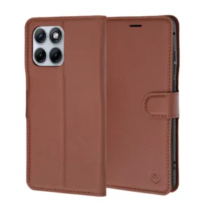 Калъф Techsuit Leather Folio за Motorola Edge 70 Fusion &ndash; Кафяв кейс тип книга с елегантна защита