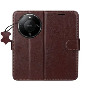 Калъф тефтер Smart Luxe Leather за Honor Magic 8 Lite &ndash; кафяв