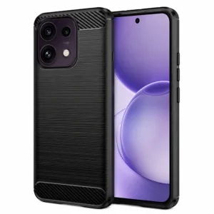 Калъф за Oppo Reno16 F / Reno16 FS &ndash; Techsuit Carbon Silicone &ndash; надеждна защита и модерен карбонов стил черен