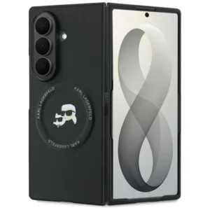 Калъф за Samsung Galaxy Z Fold8 Ultra Karl Lagerfeld Hardcase Leather Karl&Chaoupette Head Pin, черен