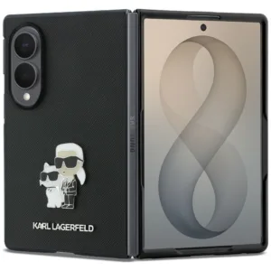 Калъф за Samsung Galaxy Z Fold8 Karl Lagerfeld Saffiano Karl&Choupette Metal Pin, черен